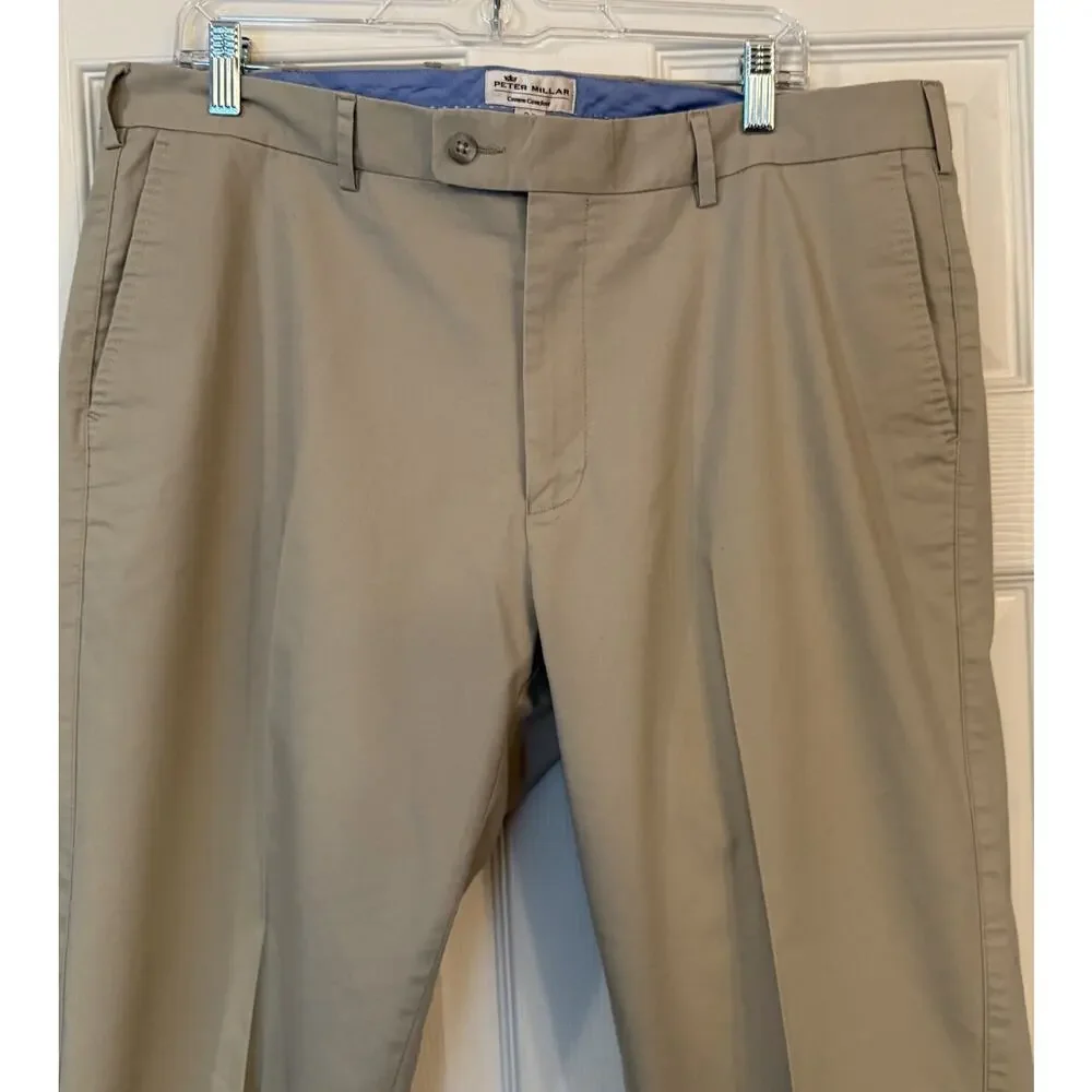 Peter Millar‎ Pants Crown Comfort 38x30 Beige Pleated Office Professional Golf